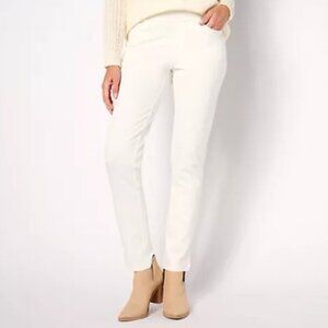 NEW Belle by Kim Gravel Petite Perfect Ponte Straight Leg Pant Cream Size 16P